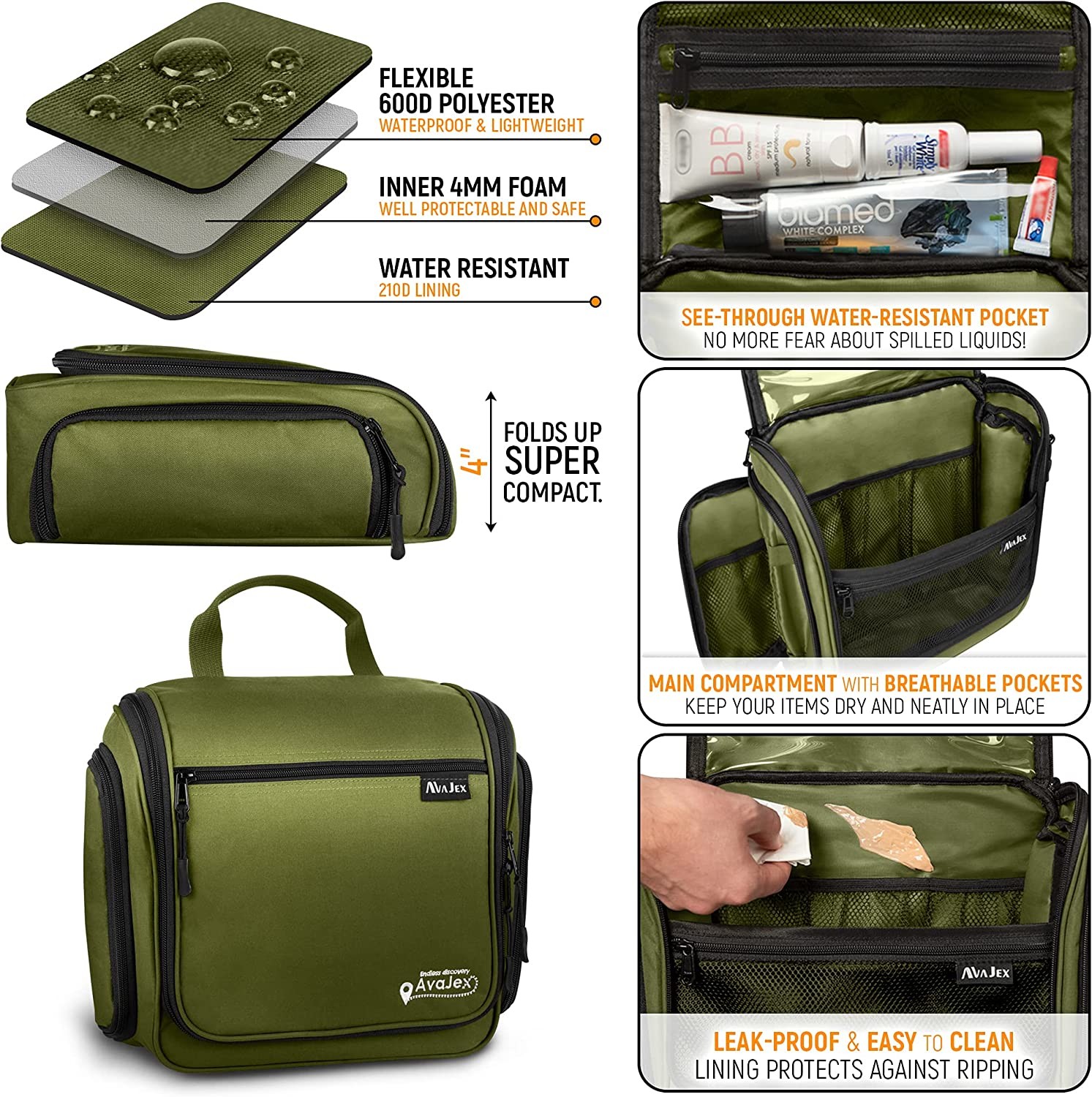 Large Hanging Travel Toiletry Bag for Men and Women Waterproof Bag with Hook for Toiletries Makeup Cosmetics