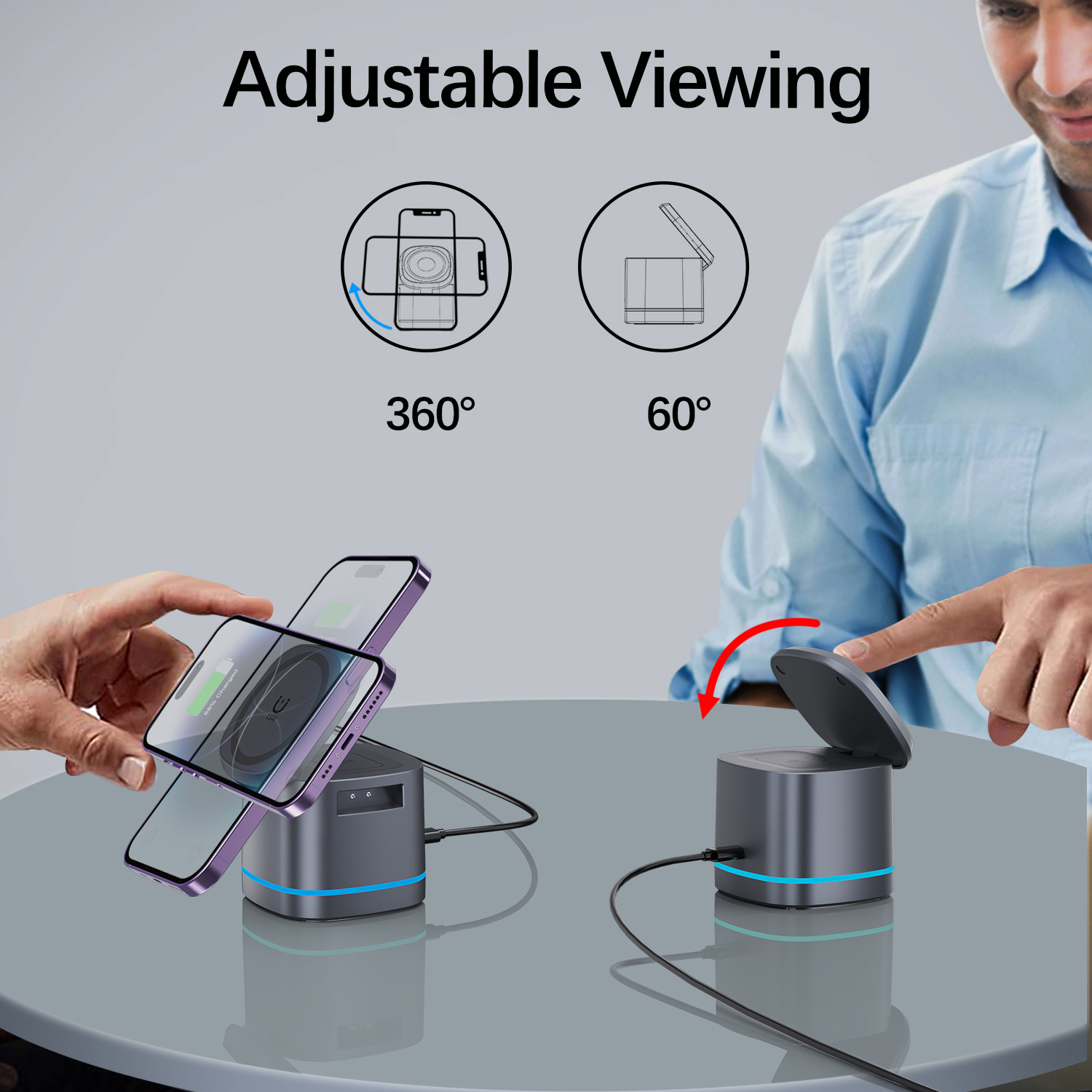 68*68*68mm Multifunction Wireless Charger ABS PC Output 5V/1A