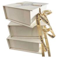 Buy cheap White Black Magnetic Packaging Box With Ribbon Tied product