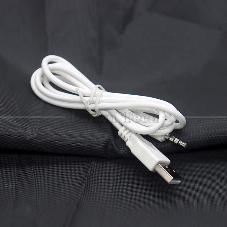Customized Data Charging USB A Male to Aux 4 Poles 3.5mm Audio Jack Adapter Cable for Speaker Headphone