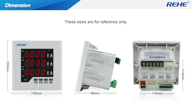 Intelligent Digital Square mini Multi-function monitoring amp volt meter