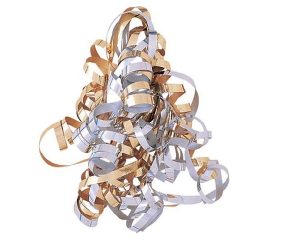 1 / 4 Inch X 36 inches * 6 - Count curled ribbon bow , Silver Gold curling
