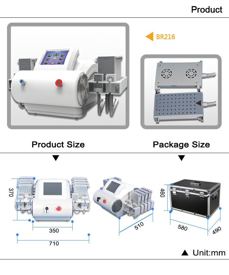 Four Wavelength Diode Zero Laser Lipo Laser Therapy Machines 12 Pads Slimming Beauty Machine