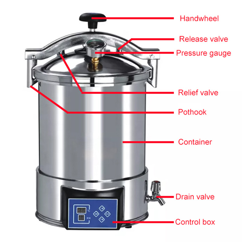High Pressure Steam Sterilizer Autoclave Medical Stainless Steel 18L Automatic Portable