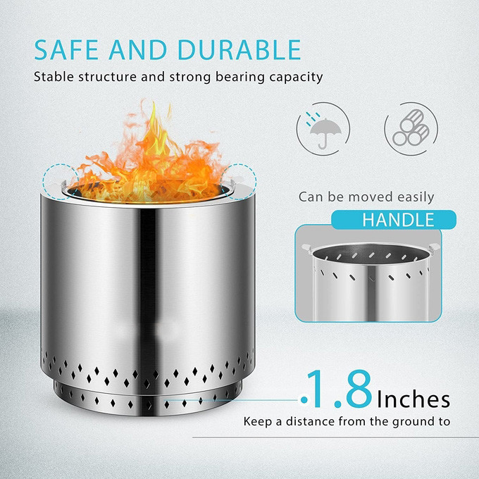 Wood Burning Outdoor Bonfire Portable Smokeless Fire Pit Stainless Steel