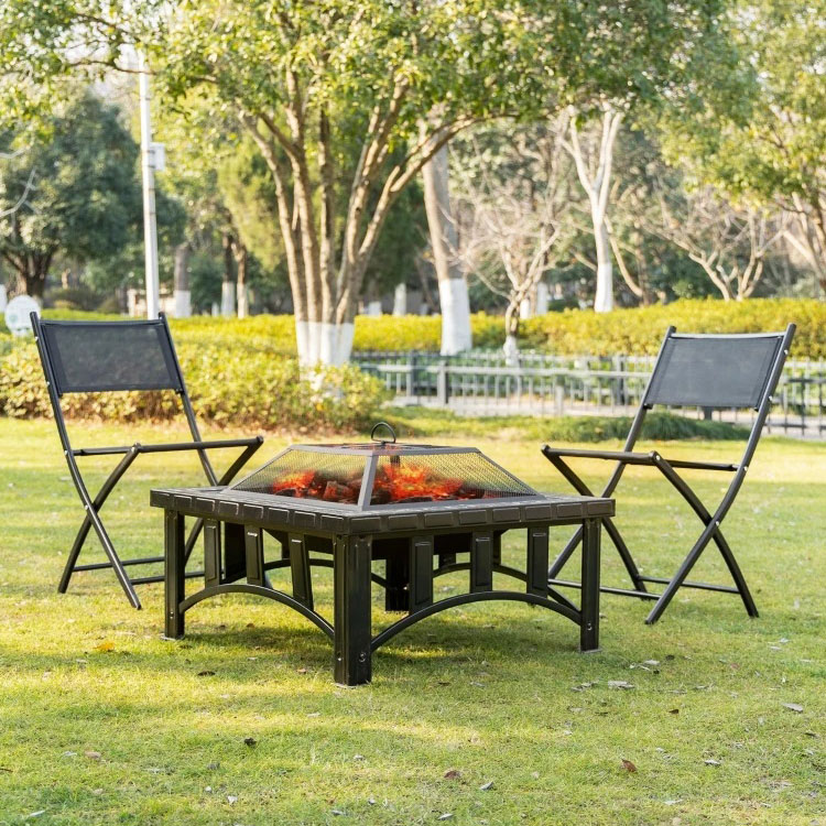 Backyard Patio Garden Bonfire Camping Fire Pit with Ice Bucket and Charcoal BBQ Grill