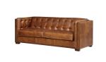 Genuine Leather Triple Seater Sofa , 3 Seater Brown Leather Settee American