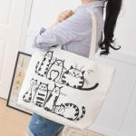 Printed Cartoon Womens Canvas Tote Bags , Portable Big Shoulder Bags