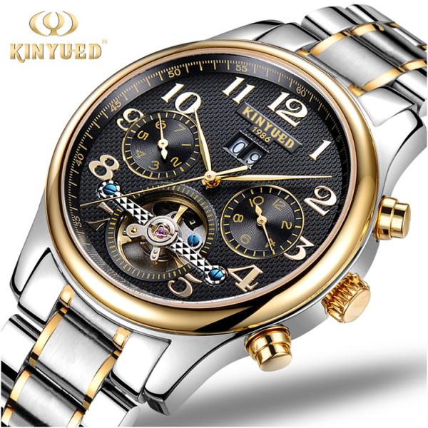 Buy cheap Hot stainless Steel Men's business sport Tourbillon automatic mechanical movement wrist watch from wholesalers