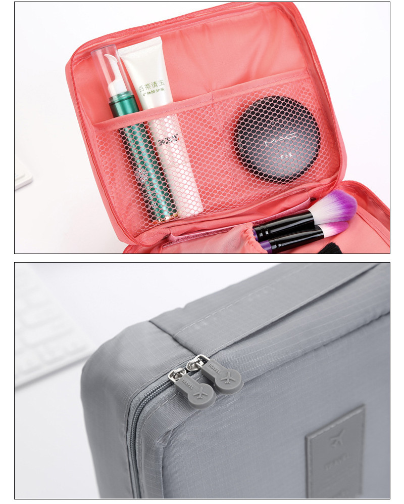 Zipper Closure 21*8*16cm Solid Color Cosmetic Storage Bag