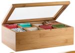 Multifunction Bamboo Tea Storage Box 8 Adjustable Chest Compartments