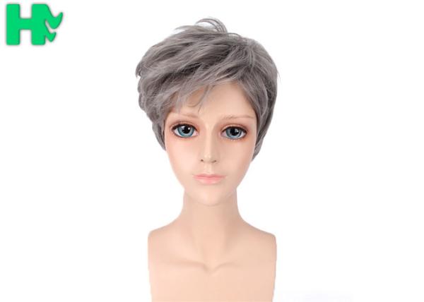 Buy cheap 14 Inch Men Hair Wig Black Mixed Grey Kanekalon Fiber Professional from wholesalers