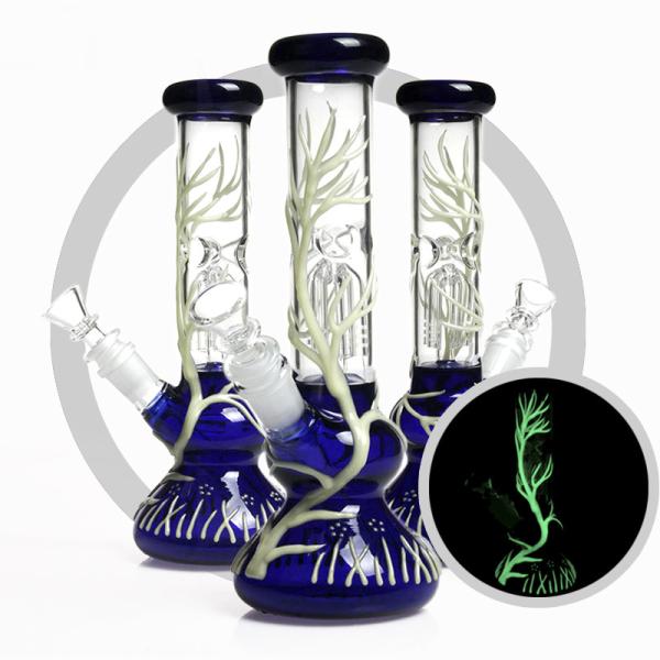 Double Colorful Round Base Glass Bong 4 Arms Tree Perc Smoking Bongs Water Pipe