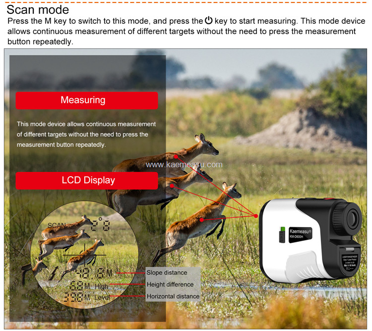 kaemeasu Portable Laser Range Finder Golf Telescope Angle Measuring 6.5X Magnification Hunting Rangeinder D600