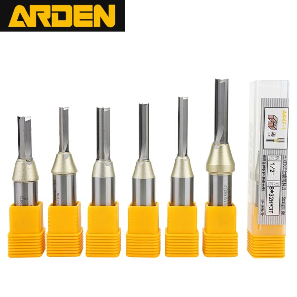 Arden 0124 TCT Straight Router Bit 3 Slot TCT Straight Groove Milling Cutter 1/2 Shank CNC Router Bits for Wood Woodworking