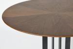 Hotel bedroom furniture Walnut wood veneer black metal base round dining table
