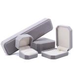 Customized Gray Flannelette Octagonal Jewelry Box for Necklaces Bracelets and