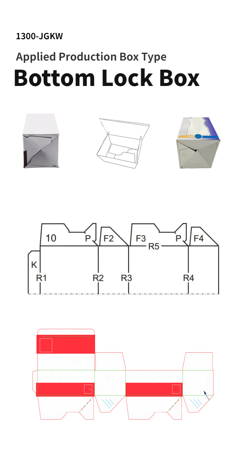 1300JGKW Cardboard Box/Corrugated Box Dual- Lock Bottom Folder Gluer Machine with 1