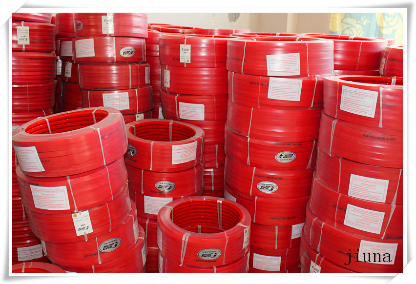 Red Transmission Polyurethane Flat Belt Low Compression Set Industry Textile Machines