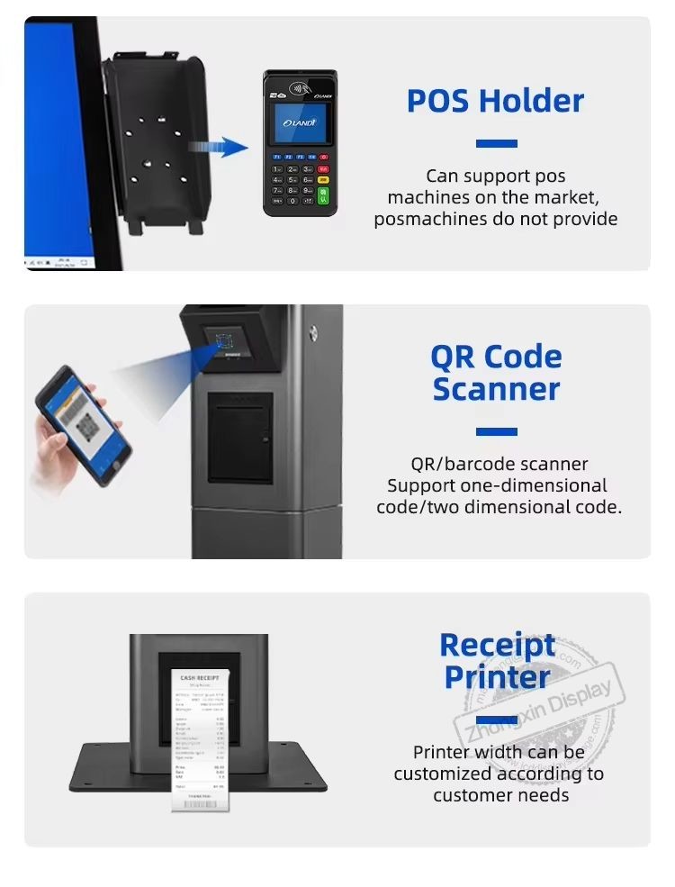 15.6" Self Service Order Fast Food Tablet POS Payment Kiosk with Capacitive Touch Optional Touch Screen