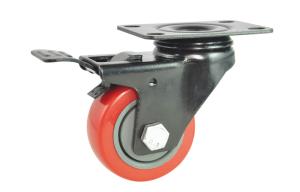 Wholesale 100 mm Red Wheel Swivel Caster Wheel  PU Black Bracket with Locking from china suppliers