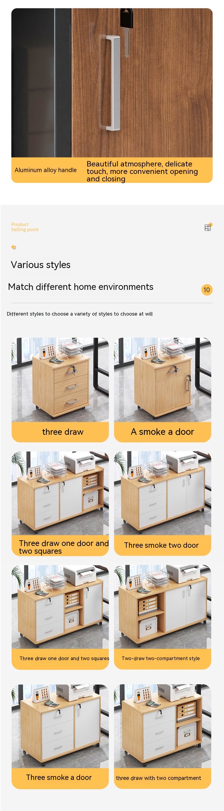 Convenient Office Organization Lockable Cabinet with Drawers and Adjustable Shelves
