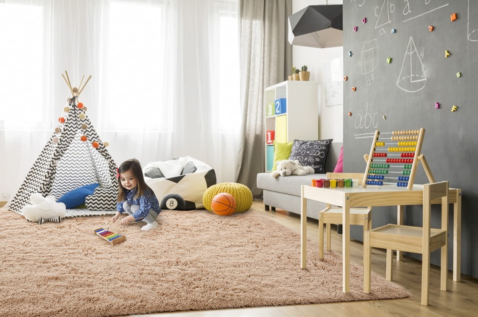 2024 Fluffy Carpets for Kids Room Bedroom Nursery Cushioned and Logo Customized Logo