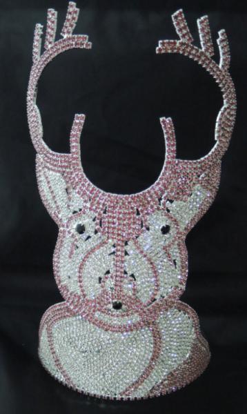 Buy cheap 12 inch tall pink deer rhinestone crowns tiaras for unique theme pageants in USA and canada girls crowns wholesale from wholesalers