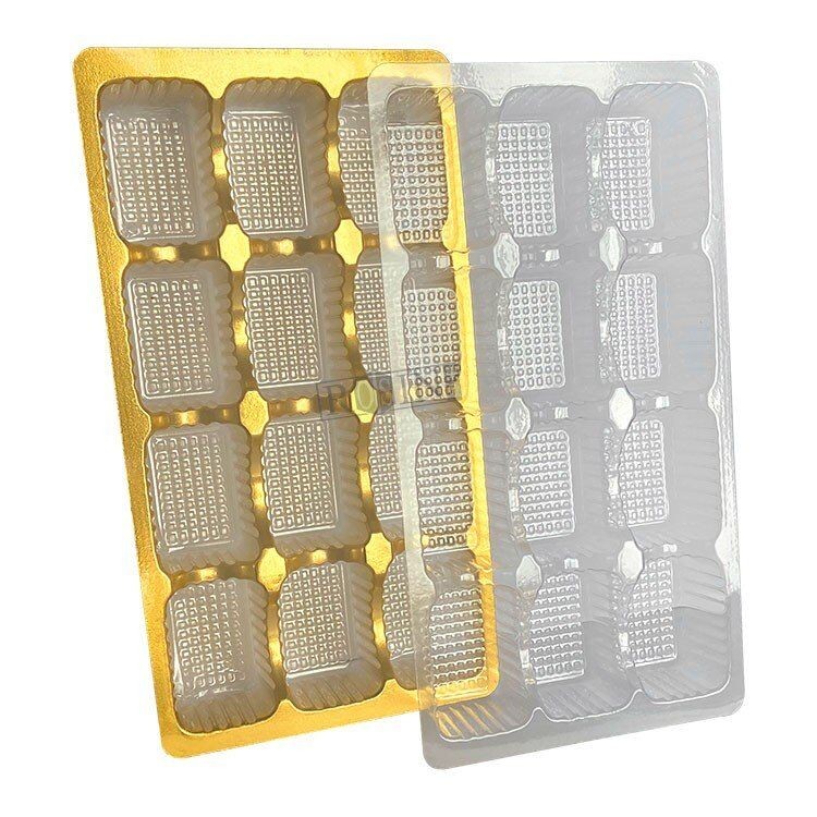 12 Cavity Plastic Chocolate Packaging Golden Chocolate Blister Packaging Tray