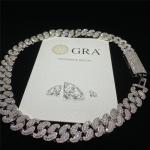 Hip Hop Moissanite Cuban Link Chain Miami Mens Sterling Silver Jewelry Necklace