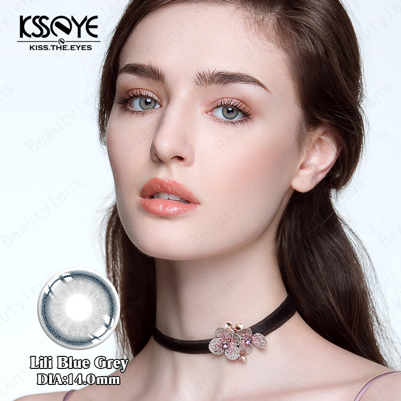 Eyes Color Contact Lenses With Diopters 1pair Natural Blue Beautiful Grey