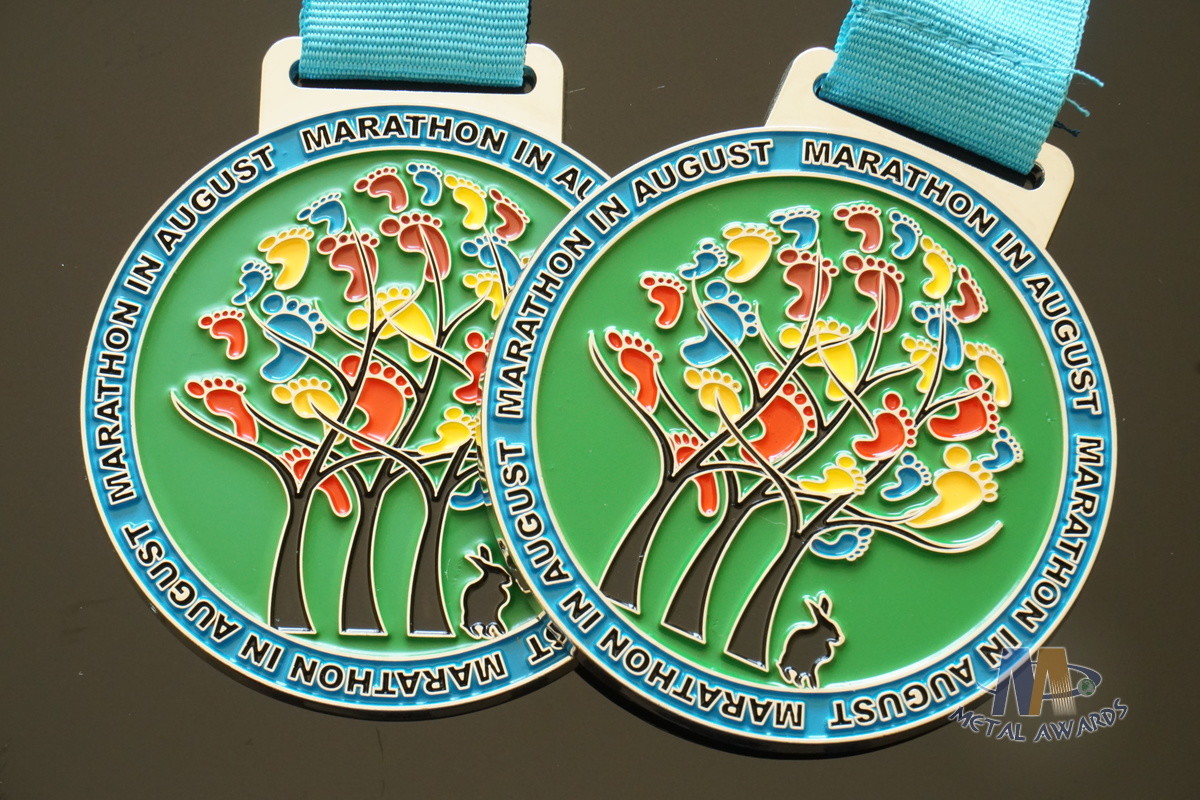 Durable Zinc Alloy Custom Sports Medals Colorful Marathon Medals