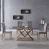 Buy cheap 66kg 8 Seater Glass Dining Table With Steel Legs Rectangular Shape from wholesalers