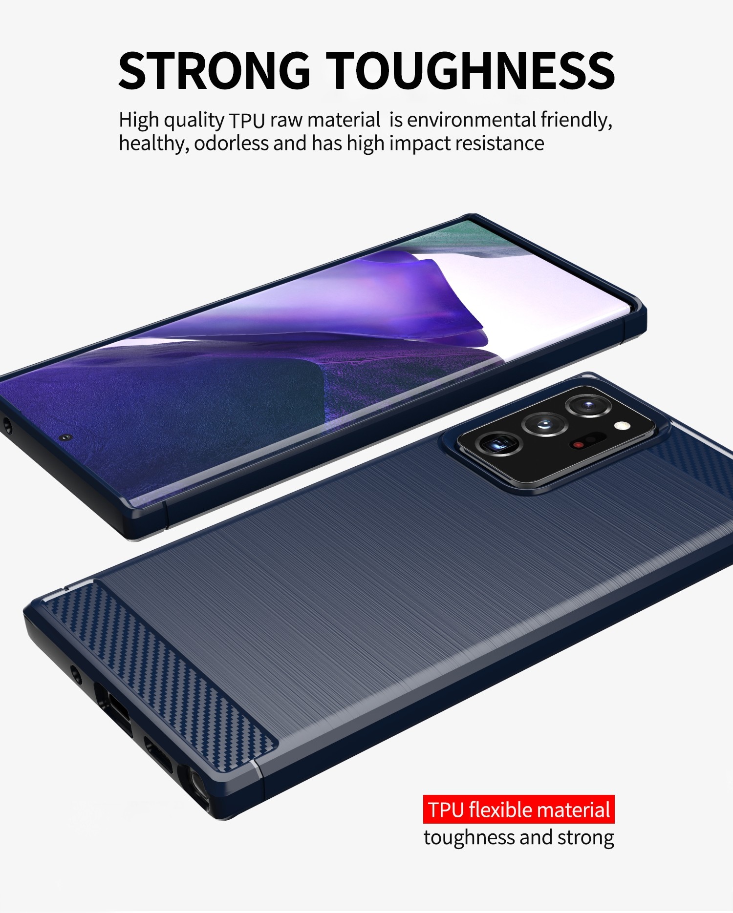 Luxury Shockproof Phone Cases Carbon Fiber TPU Back Cover Anti Slip