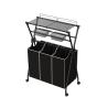 Buy cheap Rectangle Wire Frame Metal Laundry Cart On Wheels For Home Big Capacity from wholesalers