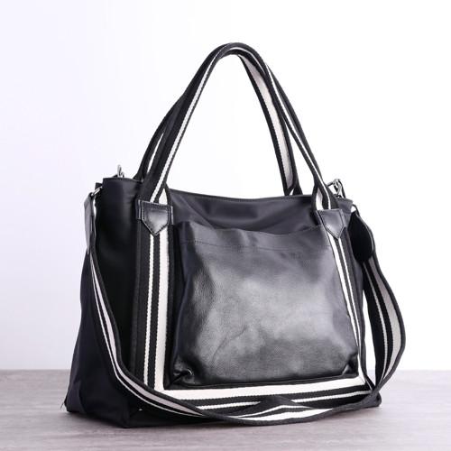 Buy cheap Three Strap Women Nylon Bags Black Cowhide Travel Bag from wholesalers