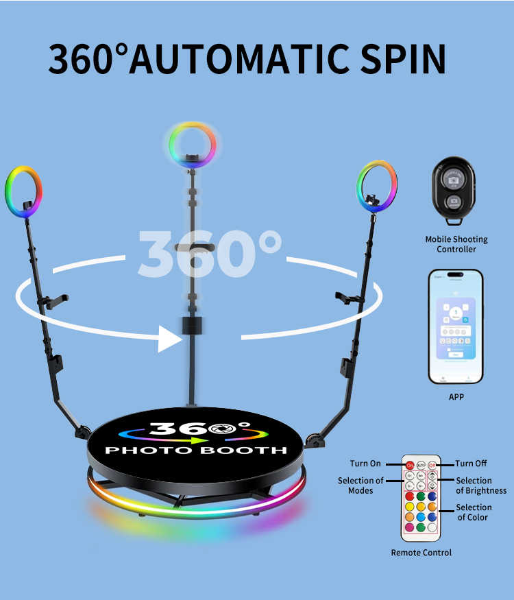 360 Degree Portable Photo Booth Camera with Free Accessories and 500KG Load-Bearing