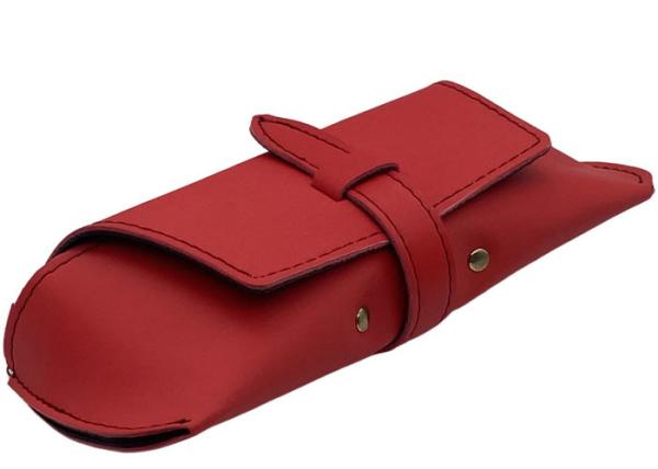 Buy cheap Red Belt Closure Leather Glasses Pouch from wholesalers