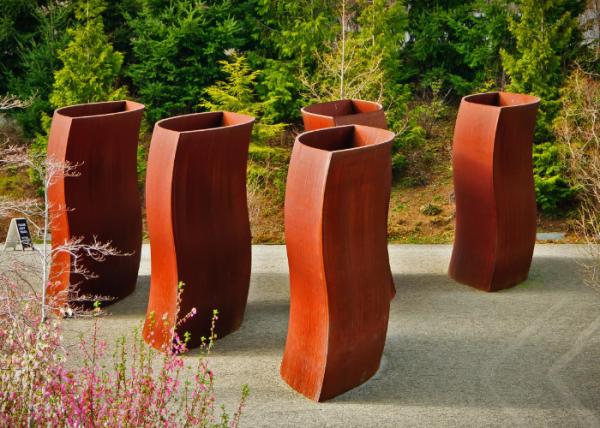 Buy cheap Abstract Metal Flower Planters , Unique Corten Steel Pots Welding Craft from wholesalers