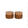 Buy cheap 200g Frosted Clear PET Cream Cosmetic Jar With Bamboo Wooden Lid Wide Mouth from wholesalers