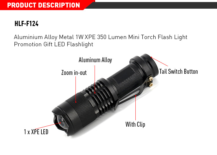 Metal LED Emergency Flashlight 100 Lumens Mini Torch Dry Battery For Promotion Gift