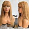 Buy cheap Straight 27# Color Human Hair Brazilian Virgin Frontal Wigs with Bangs from wholesalers