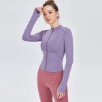 Women's Full Zip Sports Horse Riding Tops Solid Color Long Sleeve Soft Nylon