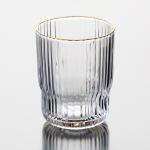 Silver Gold Rimmed Clear Hand Blown Drinking Glasses 340ml Vertical Striped 12Oz