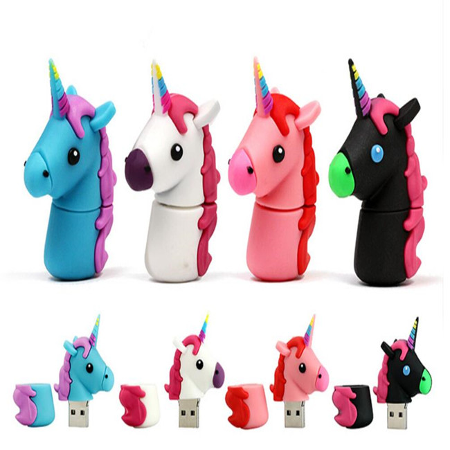 Emoji Shaped 16GB Unicorn Silicone Pen Drive Customized PVC USB Flash Lightweight