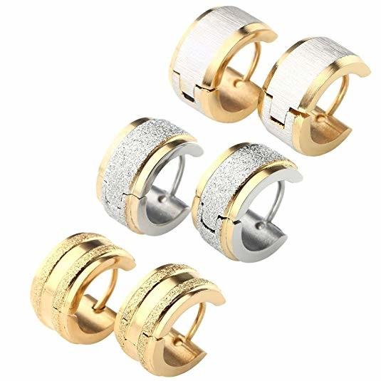 Buy cheap 18G Stainless Steel Small Hoop Huggie Hinge Stud Earrings Silver Black Blue Gold from wholesalers