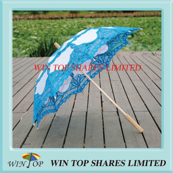Buy cheap Light blue and white embroidery craft parasol supplier from wholesalers