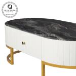 Metal Frame Marble Living Room Table With MDF Cabinet 130x70x44cm
