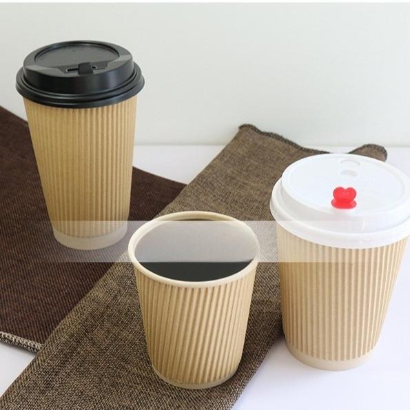 Disposable Corrugated Paper Cup Of Vertical Tile Customized Printed Paper Cups