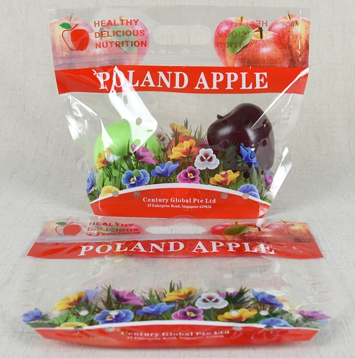 Standing Up Customized Colorful Zip-lock PET Laminated Packaging Bags for fruit and Vegetables Packing
